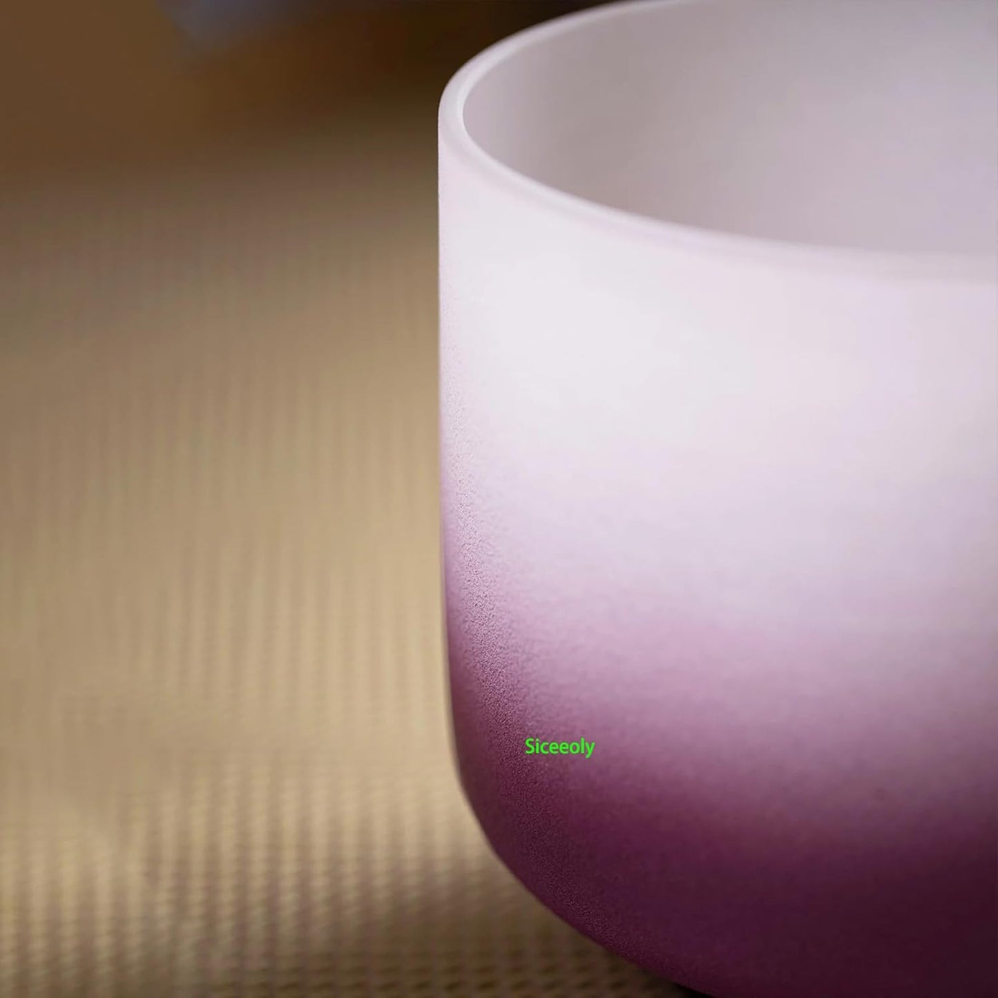 Singing Bowl 7 inch B Note 432Hz Purple Color Crown Chakra Quartz Frosted Crystal Meditation Bowl with Carrying Case Suede Mallet and O-ring