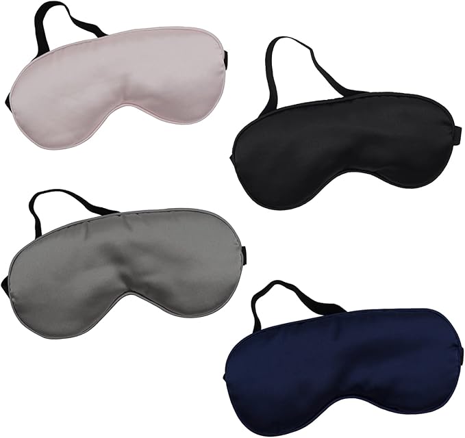 4 Pack Eye Mask for Sleeping Silky Soft Satin Blindfold Adjustable Strap Night Eye Cover for Women Men - Bloomnest