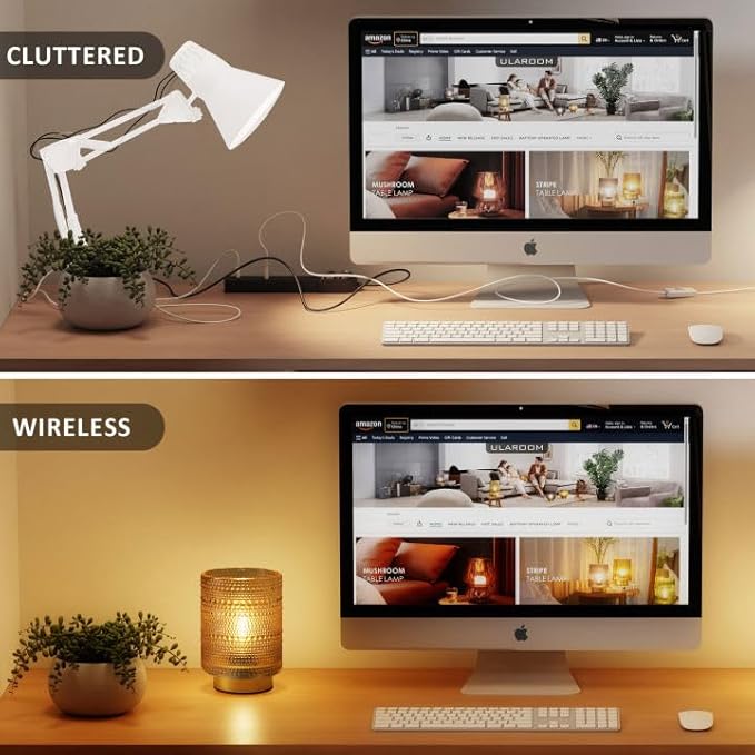 Battery Operated Decorative Lamp with Timer for Bookshelf/Bedside/Coffee Table Decor,Small Cordless Table Lamps with LED Warm Bulb for Dorm/Office/Patio/Entryway/Mantle/Home Decor(Golden) - Bloomnest