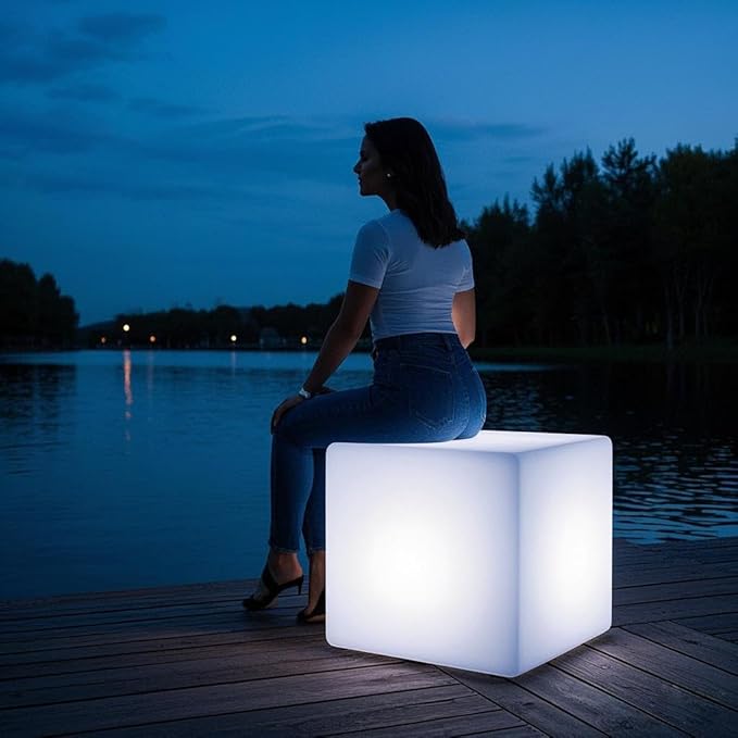 Mr.Go 20-inch LED Lighted Cube Table, Large LED Cube Chair Light, 16 RGB Colors Glowing Cube Seat w/Remote - Rechargeable - Waterproof - Home Outdoor Patio Pool Bar Stage Party Lighting Decoration - Bloomnest