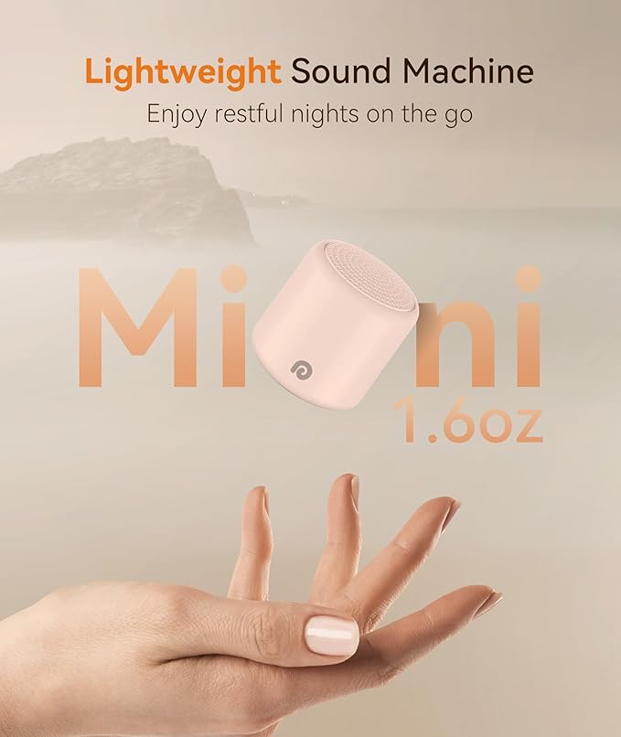 Dreamegg Travel White Noise Machine - Portable Sound Machine for Baby Adults, Travel Sound Machine for Sleep, 16 Nature Sound, Timer, White Noise Machine for Sleeping Gift, Pink