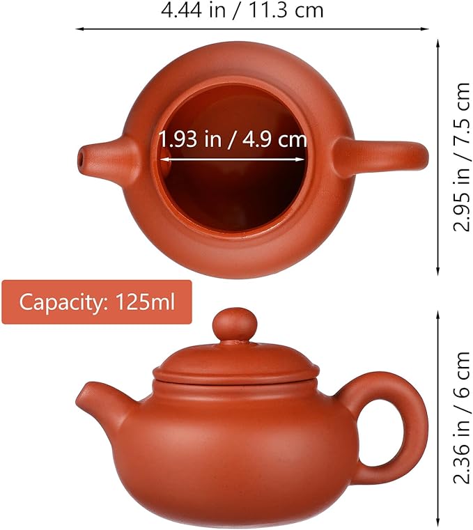 TEHAUX Small Purple Clay Teapot Traditional Handmade Pottery Teapot Ergonomic Handle Chinese Style Tea Kettle for Loose Tea Brewing - Bloomnest