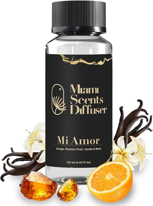 Mi Amor Scent Inspired by Baccarat NY Hotel 4 FlOz - 120 ml Essential Oils Aroma for Home Office Diffuser Luxury Fragance Refill Aromatherapy Natural Blend of Orange, Passion Fruit, Vanilla & Musk. MiamiScentsDiffuser