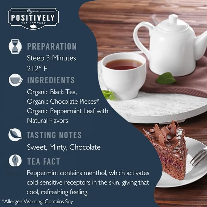 Organic Positively Tea Company, Mint Chocolate Chip, Black Tea, Loose Leaf, 16 Ounce - Bloomnest