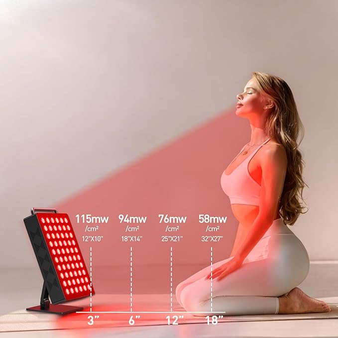 Red Light Therapy Panel 5 Wavement 60 Dual Chip LEDs 630+660+810+830+850nm Red and Near Infrared Lamp Therapy Device 100W with Timer & Stand for Body Pain Relief Face Skin Health Sleep Black Bloomnest