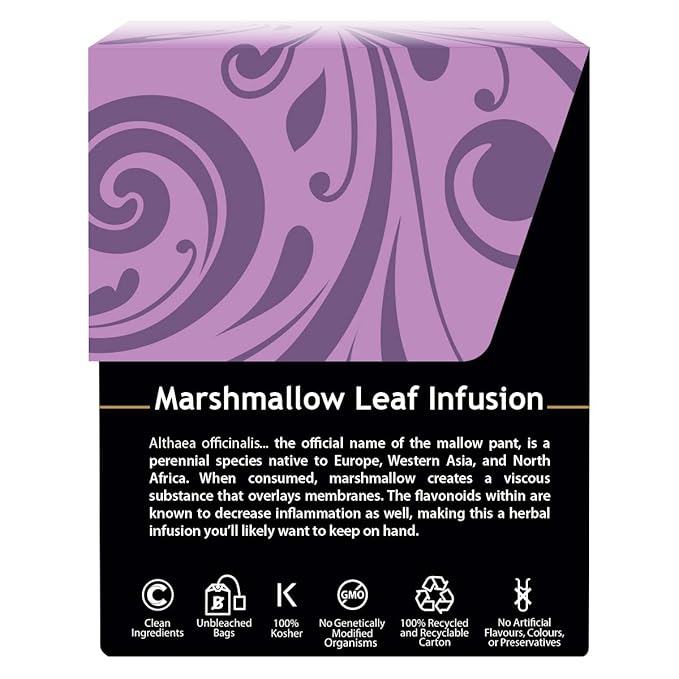 Buddha Teas - Marshmallow Leaf Tea - Herbal Tea - For Health & Wellbeing - With Flavonoids, Magnesium, Calcium & Iron - Clean Ingredients - Caffeine Free - OU Kosher - 18 Tea Bags (Pack of 1) - Bloomnest