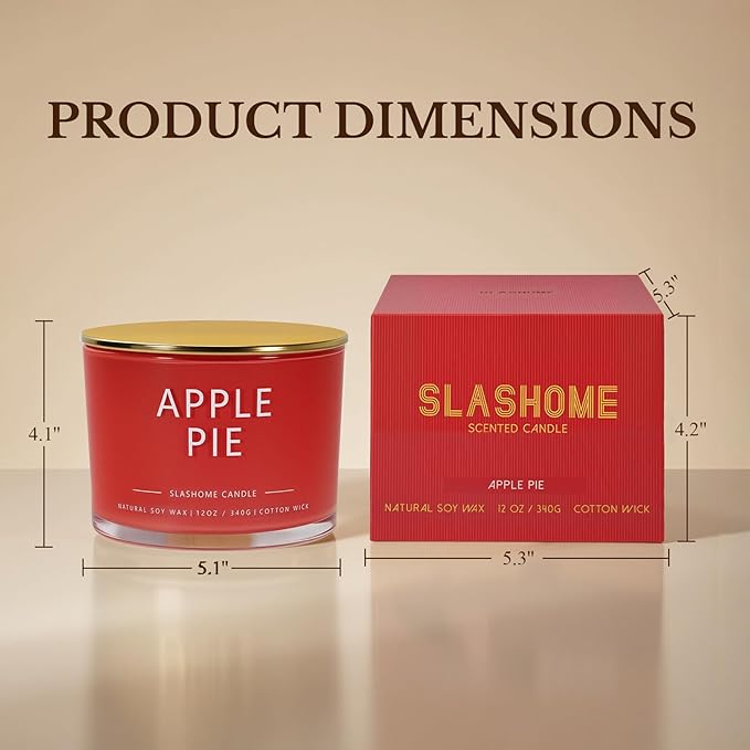 Apple Pie Fall Candle, Large 12oz 3 Wick Luxury Candle, Elegant Autumn Gift for Women & Men, 60+ Hour Burn Time & Non-Toxic, Cozy Fall & Halloween Home Decor - Bloomnest