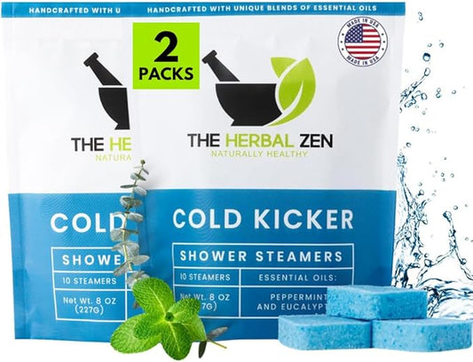 Cold Kicker Shower Steamers Aromatherapy for Sinus Relief - USA Made - Peppermint & Eucalyptus Shower Bomb Tablets – Self Care Gifts for Women and Men – Soothing Natural Essential Oils (20 Pack) - Bloomnest