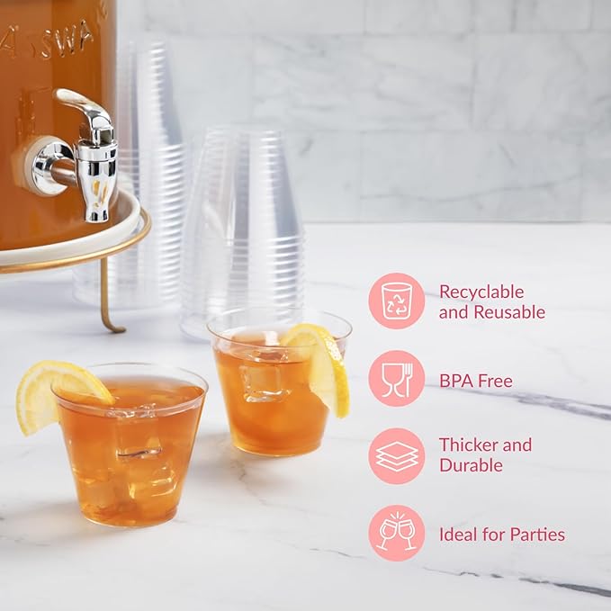 Prestee Pack of 400 Small Clear Plastic Cups - 5oz Disposable Cocktail Glasses - Stackable Plastic Party Tumblers for Serving Wine, Champagne, Punch, Soda, or Snacks - Bloomnest