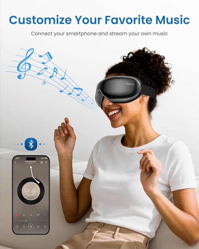 RENPHO Eyeris 1 Eye Massager with Heat, Eye Mask for Migraine, Smart Sleep Mask for Dry Eyes Relax, Reduce Strain Massage Equipment for Mom Dad Women Men Her Him - Bloomnest
