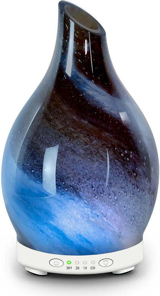 Essential Oil Diffuser 120ML Glass Aromatherapy Diffuser with 4 Timer Settings & 7 Color Changing Lights, Auto Shut-Off, Ultra Quiet Oil Diffuser for Home, Office, Yoga, Spa and Sleeping - Bloomnest