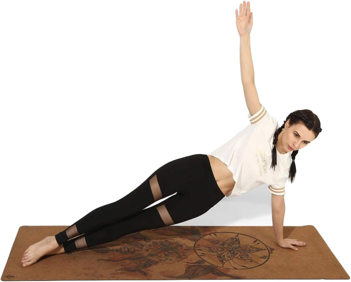 Shakti Warrior Cork Yoga Mat - Artist Designed, Premium Printed Eco-Friendly Non-Slip mat, Great for Regular & Hot Yoga, Pilates, Workouts 72 inch x 24 inch x 3mm Thick