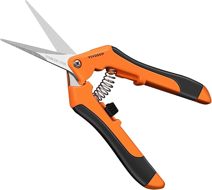 VIVOSUN 6.5 Inch Gardening Scissors Hand Pruner Pruning Shear with Straight Stainless Steel Blades Orange 1-Pack - Bloomnest
