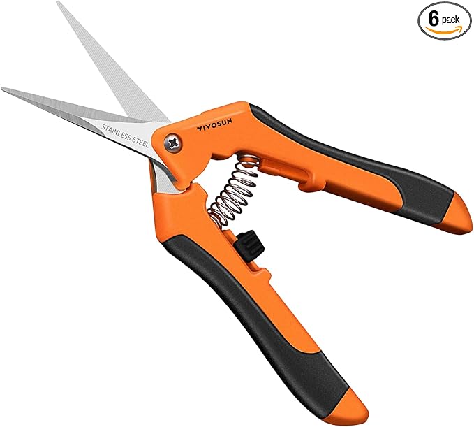 VIVOSUN 6-Pack 6.5 Inch Gardening Scissors Hand Pruner Pruning Shear with Straight Stainless Steel Blades Orange - Bloomnest
