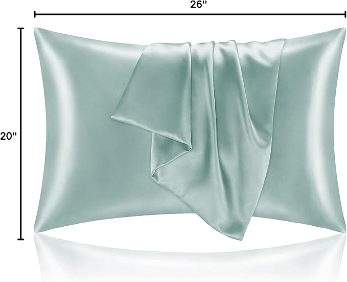 BEDELITE Satin Pillowcase for Hair and Skin, Super Soft and Cooling Similar to Silk Pillow Cases 2 Pack with Envelope Closure, Gift for Women Men(20"x26" Standard Size, Haze Blue) - Bloomnest