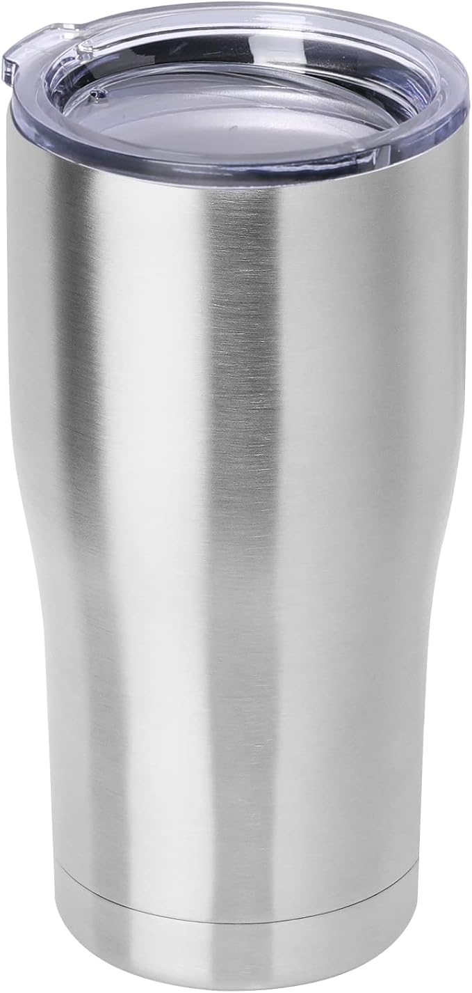 DOMICARE 20oz Tumbler with Lid Stainless Steel Tumblers Bulk, Double Wall Vacuum Insulated Coffee Travel Mug, 1 Count (Pack of 1) Stainless Steel