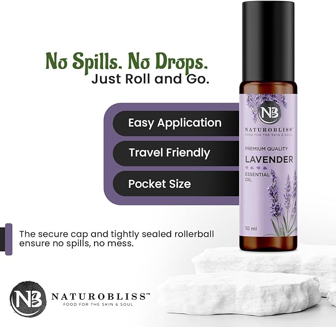 NaturoBliss Lavender Essential Oil Roll On, 10 ml - Bloomnest