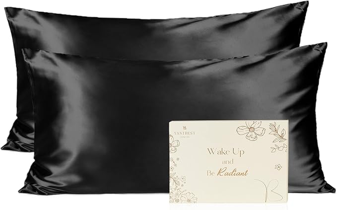 YANIBEST Satin Pillowcase for Hair and Skin Care Silk Pillowcase 2 Pack King Size Pillow Cases Set of 2 -Satin Cooling Pillow Covers with Hidden Zipper Floral Print - Bloomnest