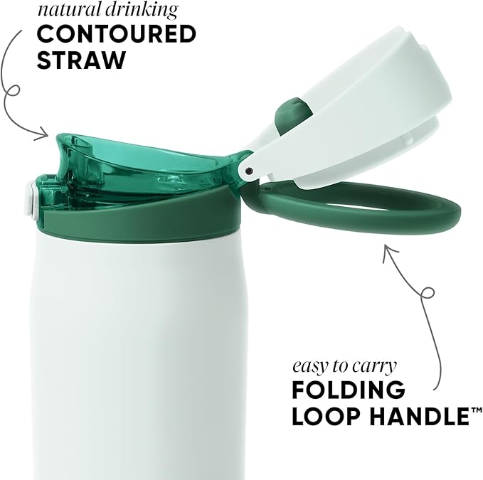 Simple Modern Mesa Loop Water Bottle with Covered Straw and Handle | 30oz Cup Holder Friendly Insulated Stainless Steel Bottles for Travel, Sports and School | Agave SimpleModern