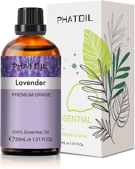 Lavender Essential Oil 1.01fl.oz/30ml, PHATOIL Lavender Oils Long Lasting Scents for Aromatherapy, Diffuser, DIY Soap and Candle Making PHATOIL