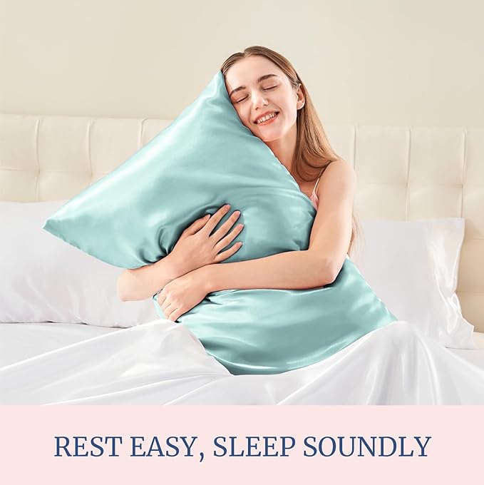 BEDELITE Satin Pillowcase for Hair and Skin, Super Soft Similar to Silk Pillow Cases 4 Pack with Envelope Closure, Cooling Pillowcases for Women Men (20"x36" King Size, Blue Grey) - Bloomnest