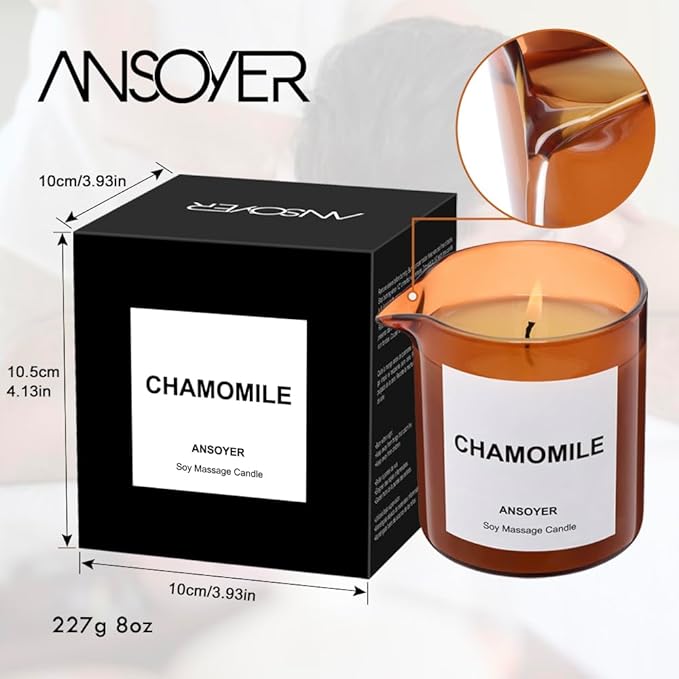 Massage Oil Candle| Massage Oil for Massage Therapy| Massage Lotion Candle| 8 OZ| Amazing Gift for Men or Women (Chamomile) - Bloomnest