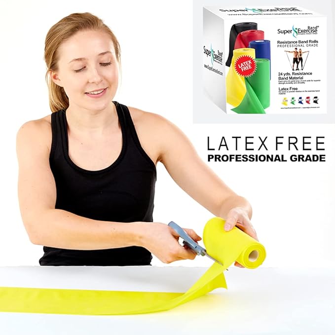 Resistance Band for Working Out - 8,16,24 Yard Resistance Bands Bulk Rolls - 10 Strengths in Light Medium and Heavy Exercise Bands - Latex Free Workout Bands Including iPhone App and e-Book - Bloomnest