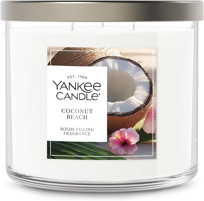 Yankee Candle Coconut Beach, Scented Candle, 14.5oz 3-Wick Candle Jar with up to 40 Hours Burn Time, Giftable - Bloomnest