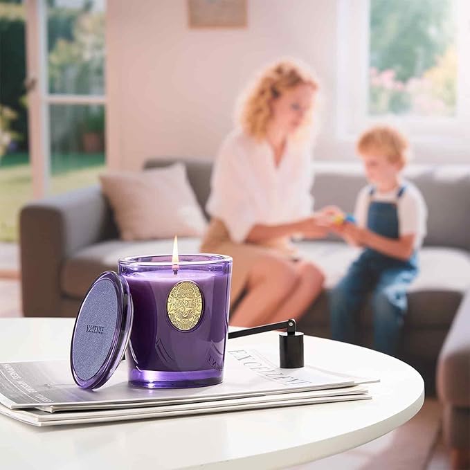 M&SENSE Natural Soy Candle | Lavender Citrus & Purple | 9.2 oz, 50H Burn Time | Luxury Scented Candle for Relaxation, Gifting, Home Décor | Ideal for Bedroom, Office, Party Ambiance - Bloomnest