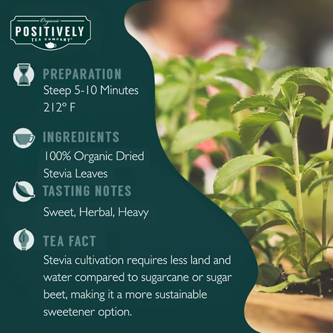 Organic Positively Tea Company, Stevia Leaf, Herbal Tea, Loose Leaf, 4 Ounce - Bloomnest