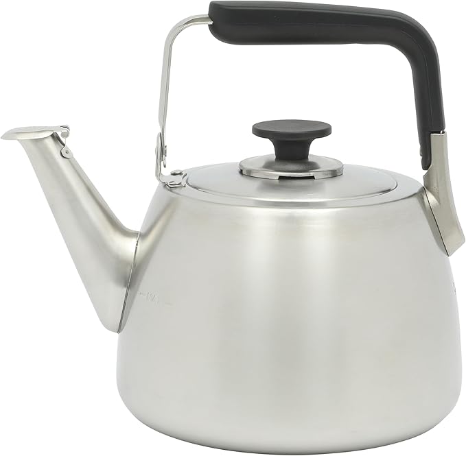 Sur La Table Kitchen Essentials 2 Qt Heavy Gauge Brushed Stainless Steel Whistling Tea Kettle – Durable Stovetop Kettle - Bloomnest
