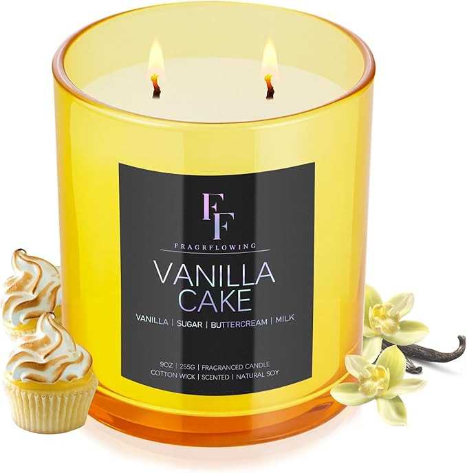 Vanilla Cake Scented Candle, 2-Wick Luxury Soy Wax Candle, 9 oz Aromatherapy Candle Home Fragrance Candles Gift - Bloomnest