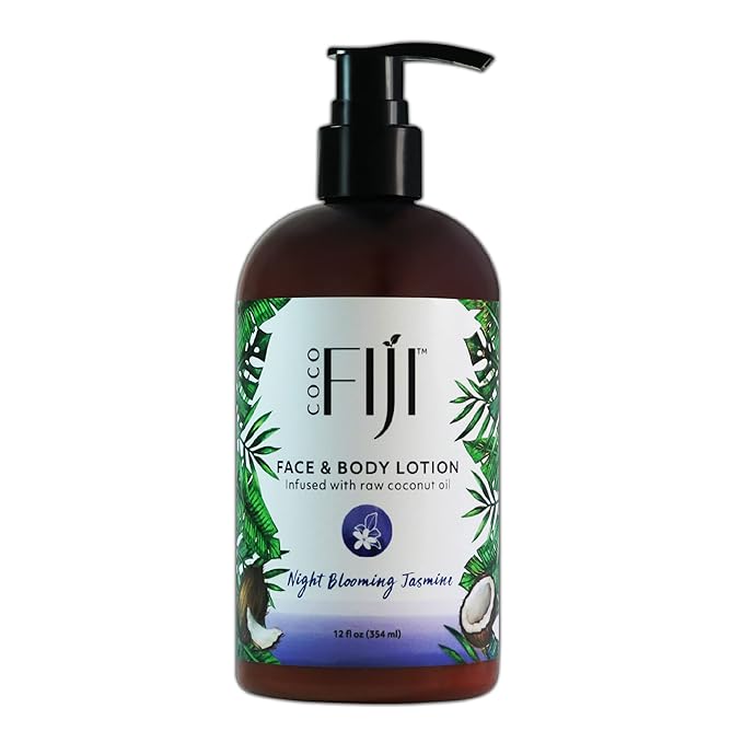 Coco Fiji Face & Body Lotion Infused With Coconut Oil | Lotion for Dry Skin | Moisturizer Face Cream & Massage Lotion for Women & Men | Night Blooming Jasmine 12 oz, Pack of 1 - Bloomnest
