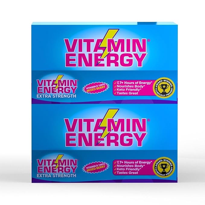 Vitamin Energy Vitamin D Extra Strength Energy Shot Mixed Berry 8 Pack, 260mg Natural Caffeine, B-Complex, Vitamin D, Wellness Support, Keto, Zero Sugar, Gluten-Free Vegan Kosher, 1.93 fl oz - Bloomnest