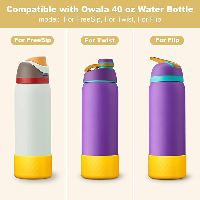 Silicone Boot for Owala Water Bottle 24 oz 32 oz 40 oz, Anti-Slip Protective Sleeve for FreeSip/Twist/Flip Stainless Steel Water Bottles Accessories BEONSKY