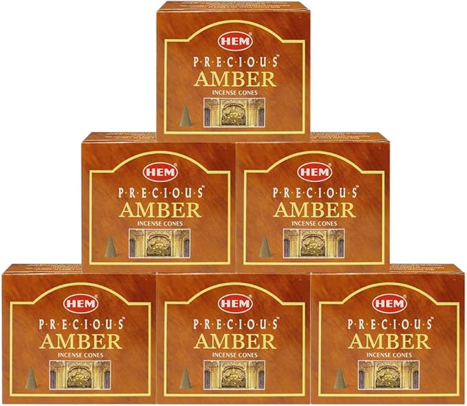 TRUMIRI Incense Cone Holder Bundle with Hem Precious Amber Incense Cones - Pack of 6 (Approx 60 Cones) TRUMIRI