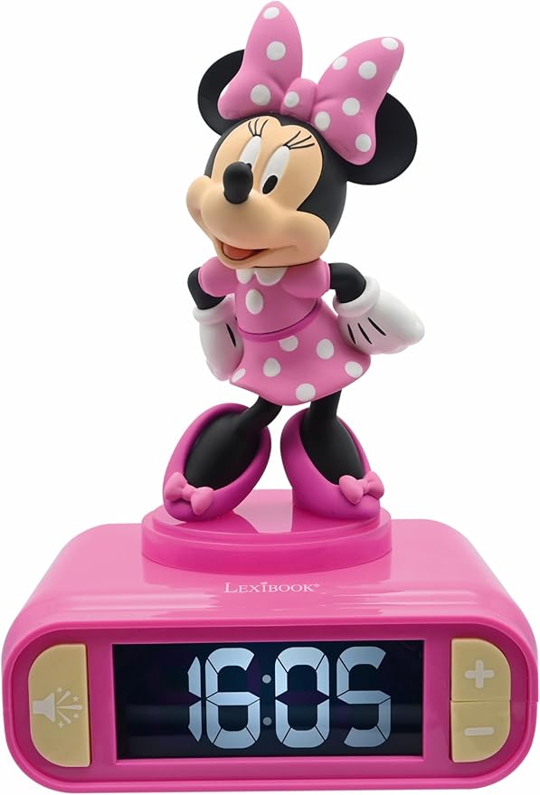 LEXiBOOK, Disney Minnie, Minnie Nightlight Alarm Clock, Sounds and Melodies, LCD Backlit Screen, Luminous, Snooze, Pink, RL800MN - Bloomnest