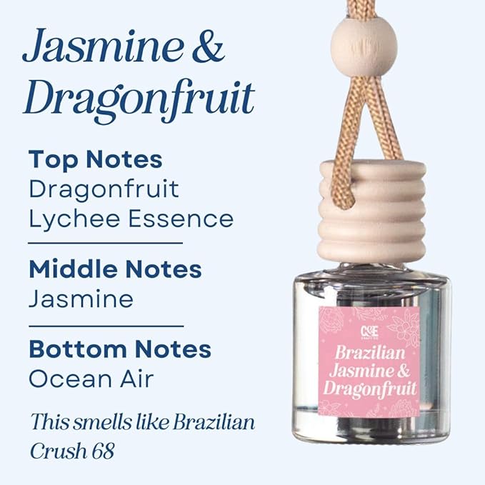 CANDECraftCo Car Air Hanging Fragrance Oil, Car Auto Freshener for Essential Oils, Scents Fragrance Aromatherapy Automobile Diffuser, Long Lasting (Braziian Jasmine & Dragonfruit) - Bloomnest