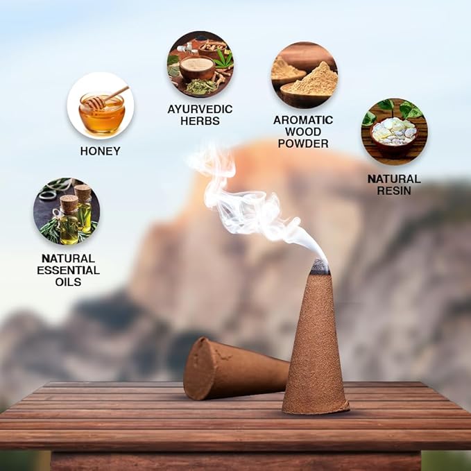 ARO VATIKA Vedic Sandalwood Natural Masala 120 Incense Cones in Pack of 12 Boxes |12 Assorted Fragrances Dhoop Cones | Best for Prayer, Reiki, Meditation and Relaxation | Burn time- 25 Mins AROVATIKA