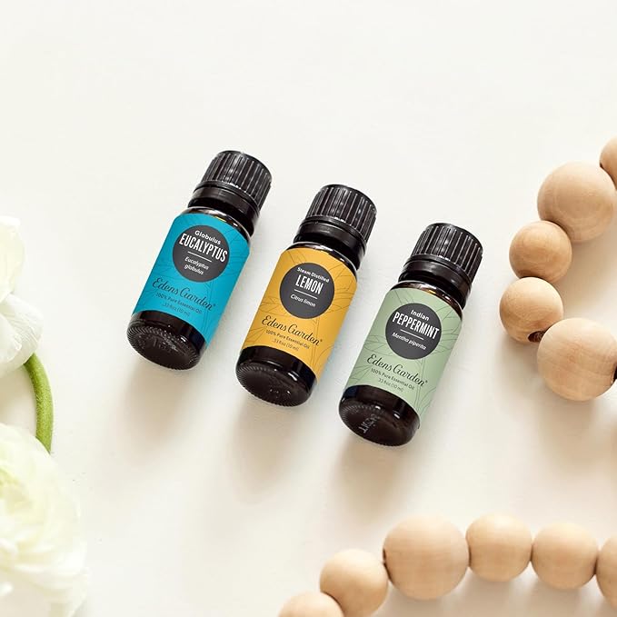 Edens Garden Essential Oils 3 Set – 100% Pure Therapeutic Grade, Undiluted, Natural Aromatherapy Scents for Diffusers, Humidifiers, Massage & Yoga – Eucalyptus, Lemon & Peppermint, 10 ml/ 3 Pack - Bloomnest