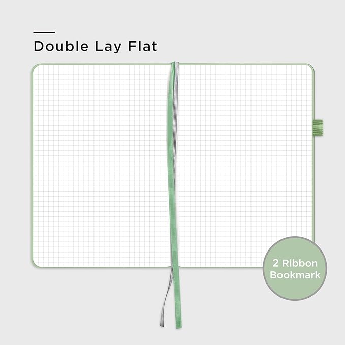 &And Per Se Graph Journal Notebook, 160 Pages, A5 5.7 x 8 inches 100 gsm Thick Paper Notebook Journals for Writing, Grid Hardcover Notebook(1 Pack, Light Green)