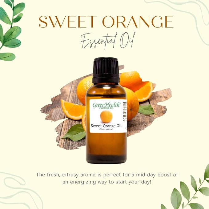 Sweet Orange Essential Oil – 16 fl oz (473 ml) Aluminum Bottle w/Plug Cap – 100% Pure Essential Oil – GreenHealth - Bloomnest
