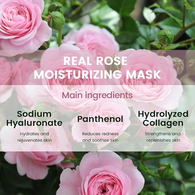 8 Pack Rose Face Mask,Pink Face Masks Skincare Spa Day Kit Supplies,Spa Party Favors for Women,Sheet Facial Mask Skincare Gifts Set,Moisturize Soothe for All Skin Types - Bloomnest