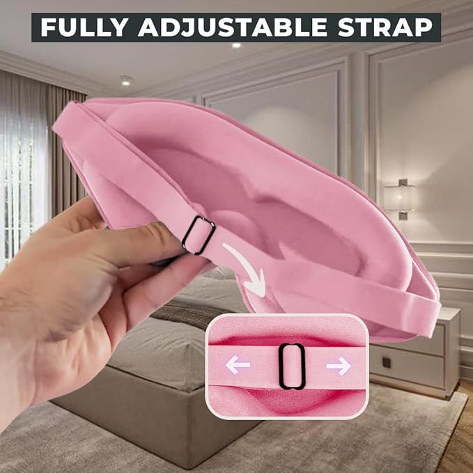 FlyHugz® 3D Travel & Home Sleep Mask | Ultra-Soft, 100% Light-Blocking Eye Mask for Deeper Sleep | Zero Eye Pressure, Adjustable Strap with Nose Bridge Design | Perfect for Travel and Insomnia - Bloomnest