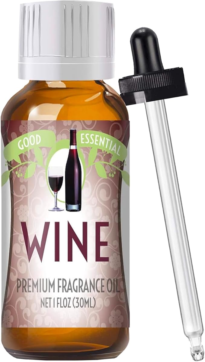 Good Essential Professional Wine Fragrance Oil 30ml (1 fl oz) for Diffuser, Lotions, Perfume, Soap & Candle Making, Aromatherapy - Wine Scented Candle Oil GoodEssential