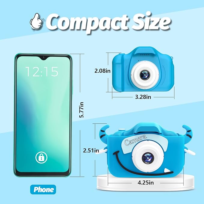 Goopow Kids Camera Toys for 3-8 Year Old Girls Boys,Children Digital Video Camcorder Camera with Cartoon Soft Cover, Best Chritmas Birthday Festival Gift for Kids - 32G SD Card Included - Bloomnest