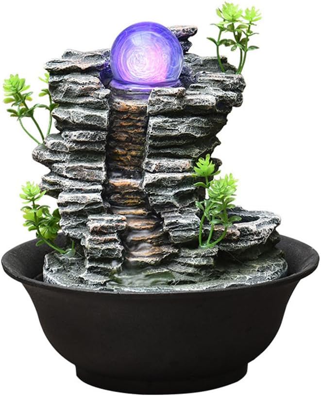 Tabletop Fountain House Decor Waterfall Fountain with Color-Changing LED Light for Office, Living Room, or Bedroom,Relaxing Indoor Tabletop Water Fountain(2815) - Bloomnest