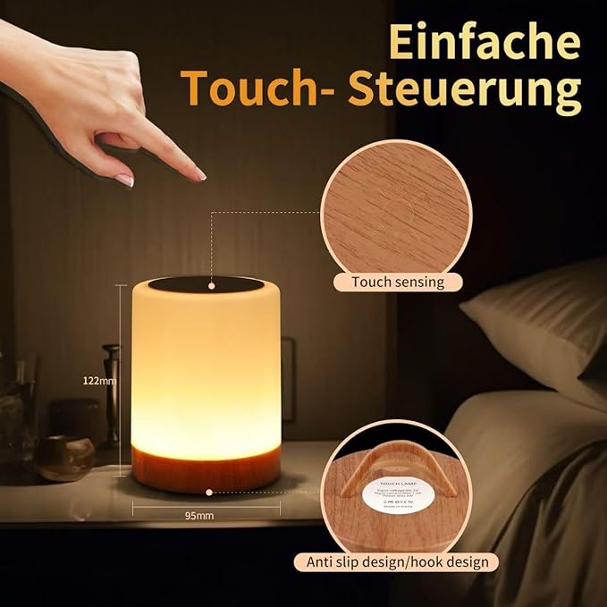 OORUN Touch Bedside Table Lamp,13 RGB Colors & 5 Brightness, USB Rechargeable Desk Lamp, Remote Control Dimmable Night Light with RGB Color Changing,Portable Lamp for Baby, Bedroom, Living Room - Bloomnest
