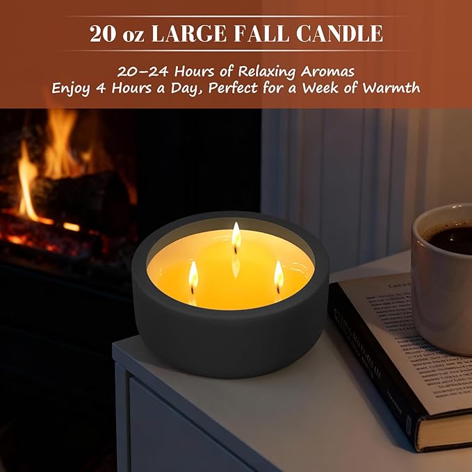 Viyffo Fall Candle – Eucalyptus & Rosemary, 3 Wick Large Scented Candle, 20oz Soy Wax, Aromatherapy Candle for Home Décor, Long-Lasting Fragrance, Perfect for Autumn & Holiday Seasons Gift - Bloomnest