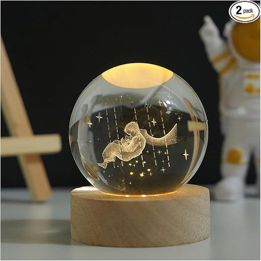 3D Crystal Ball Night Light Mood Lighting Cozy Comfort Gifts Home Decor lamp for Bedroom Space Lamps Happy Cozy Comfort Gifts (People) - Bloomnest